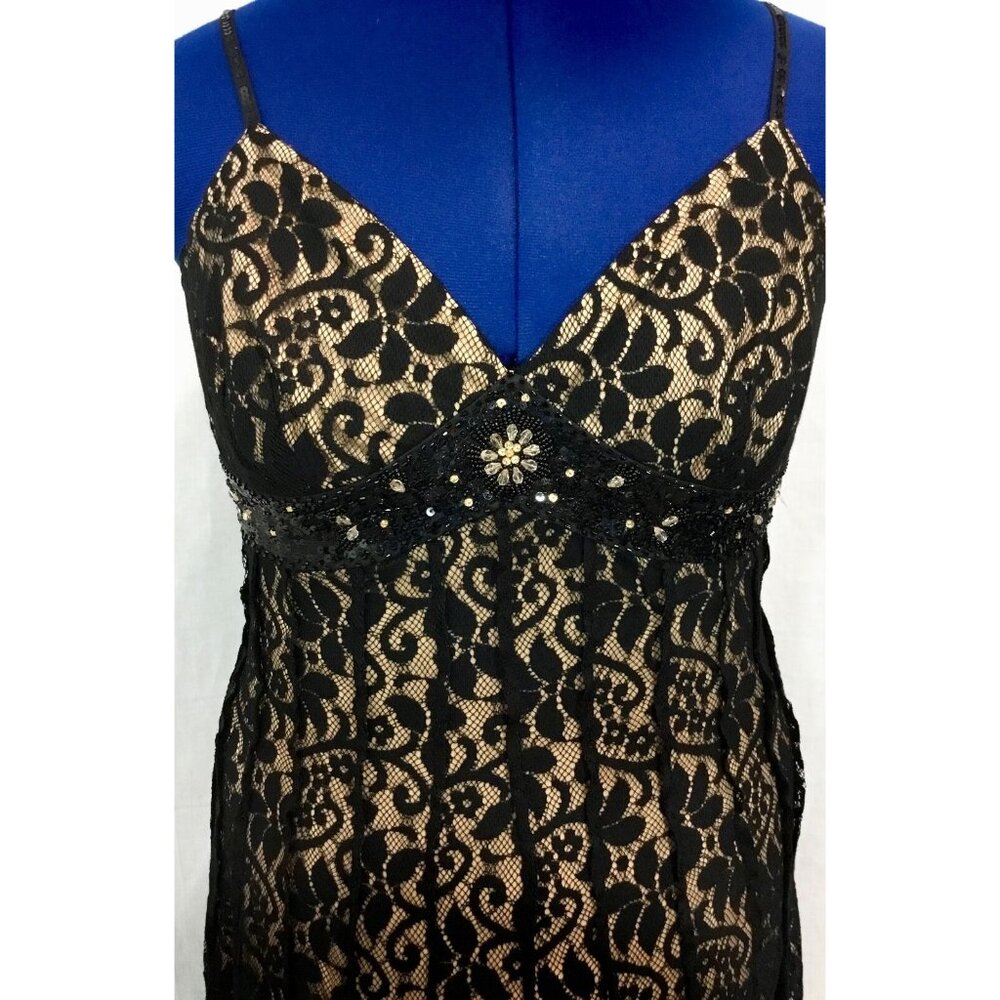 MixIt Dress Women 14 Black Lace Overlay Cocktail Bead Sequin Halter VTG New Tags - Picture 2 of 11